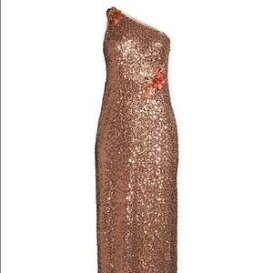 Aidan Mattox One Shoulder Shimmer Gown